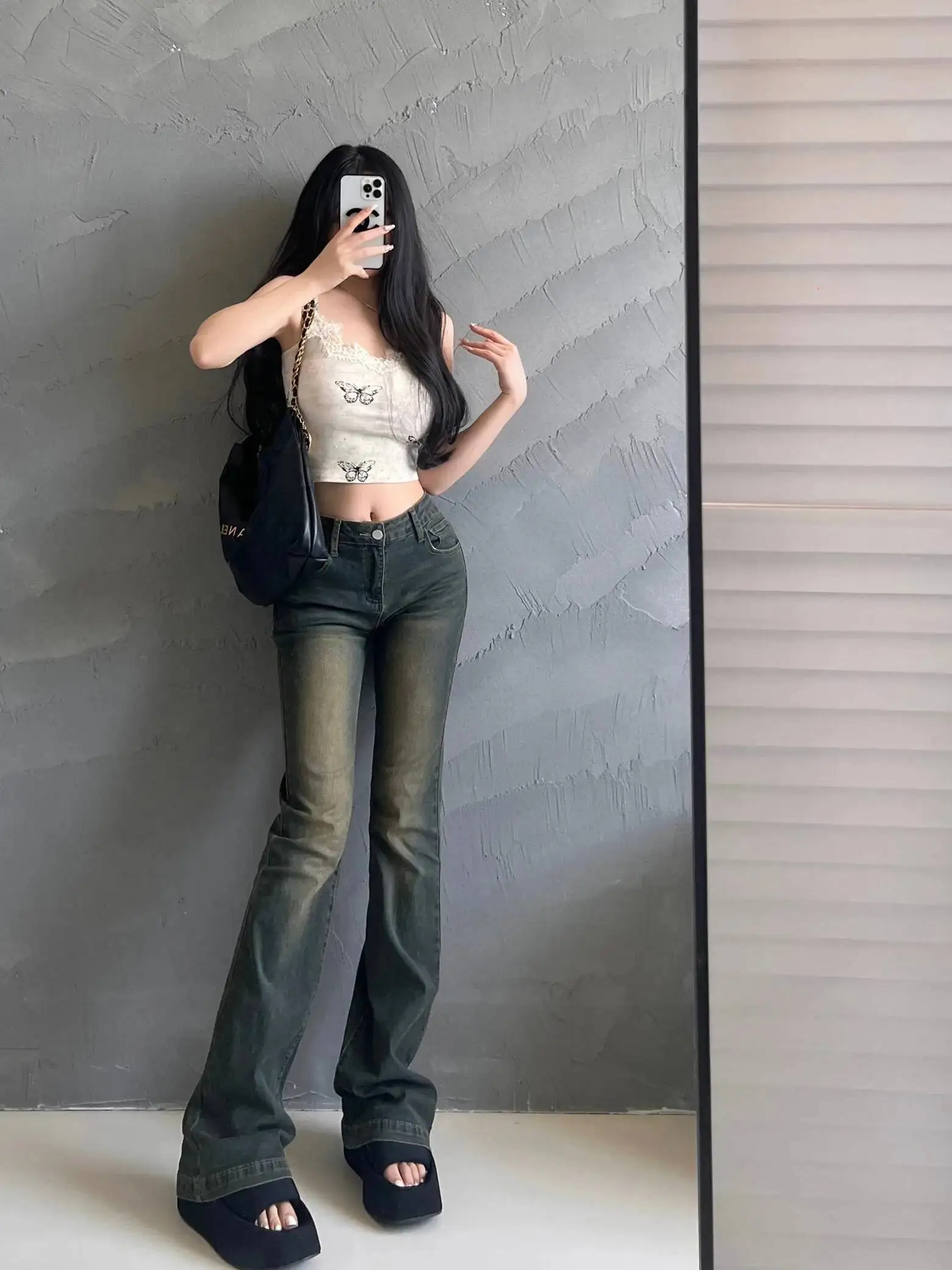 Pure Desire Hot Girl Lace Splicing Strap Vest Women's Summer Short Butterfly Printed Top Fashion Tank Tops Butterfly 2025 B7UD