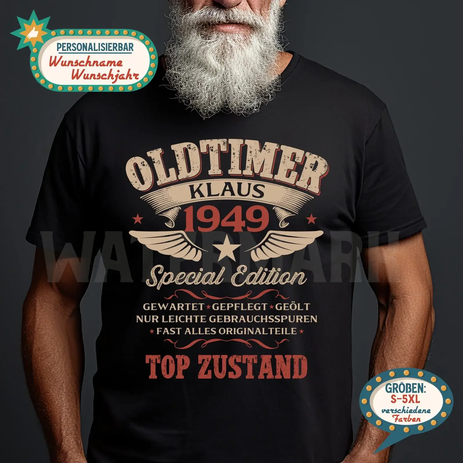 Personalized 77th Birthday 1949 Oldtimer T Shirt Custom Name Year Funny Men's Party GifT vintage Washed Comfortable Stylish