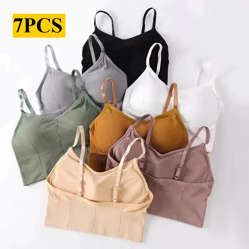

7PCS Backless Sportswear Woman Gym Sport Bra Seamless Womens Underwear Adjustable Shoulder Strap Inner Padded Yoga Vest Bralette