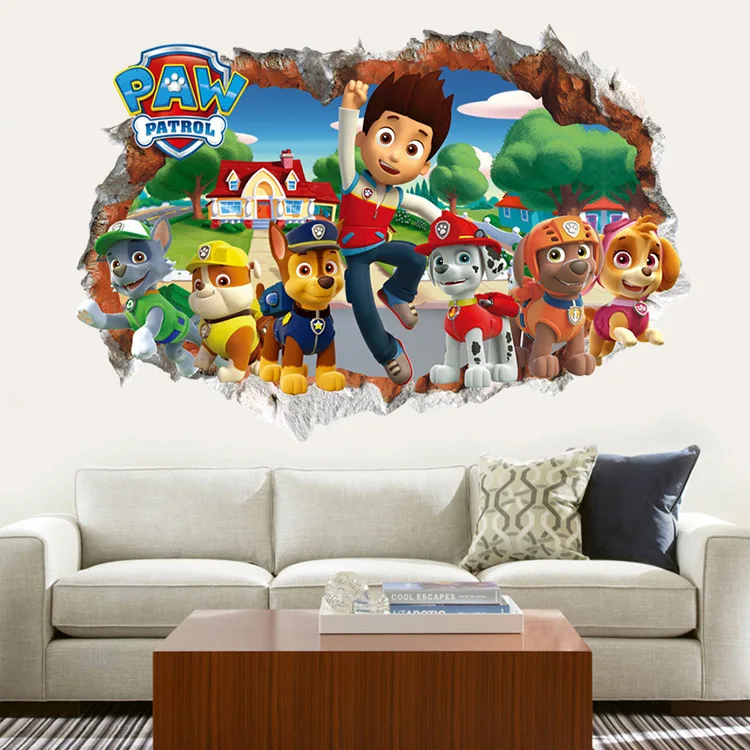 Paw Patrol Sticker Anime Figure Patrol Rescue Crew Wall Stickers Child Boys Bedroom Kindergarten Wallpaper Deco DIY 3D Stickers