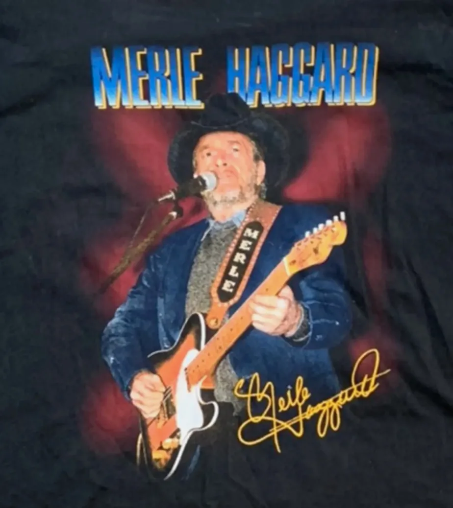 

Vintage Merle Haggard T Shirt Short Sleeve All Size S M L 23XL