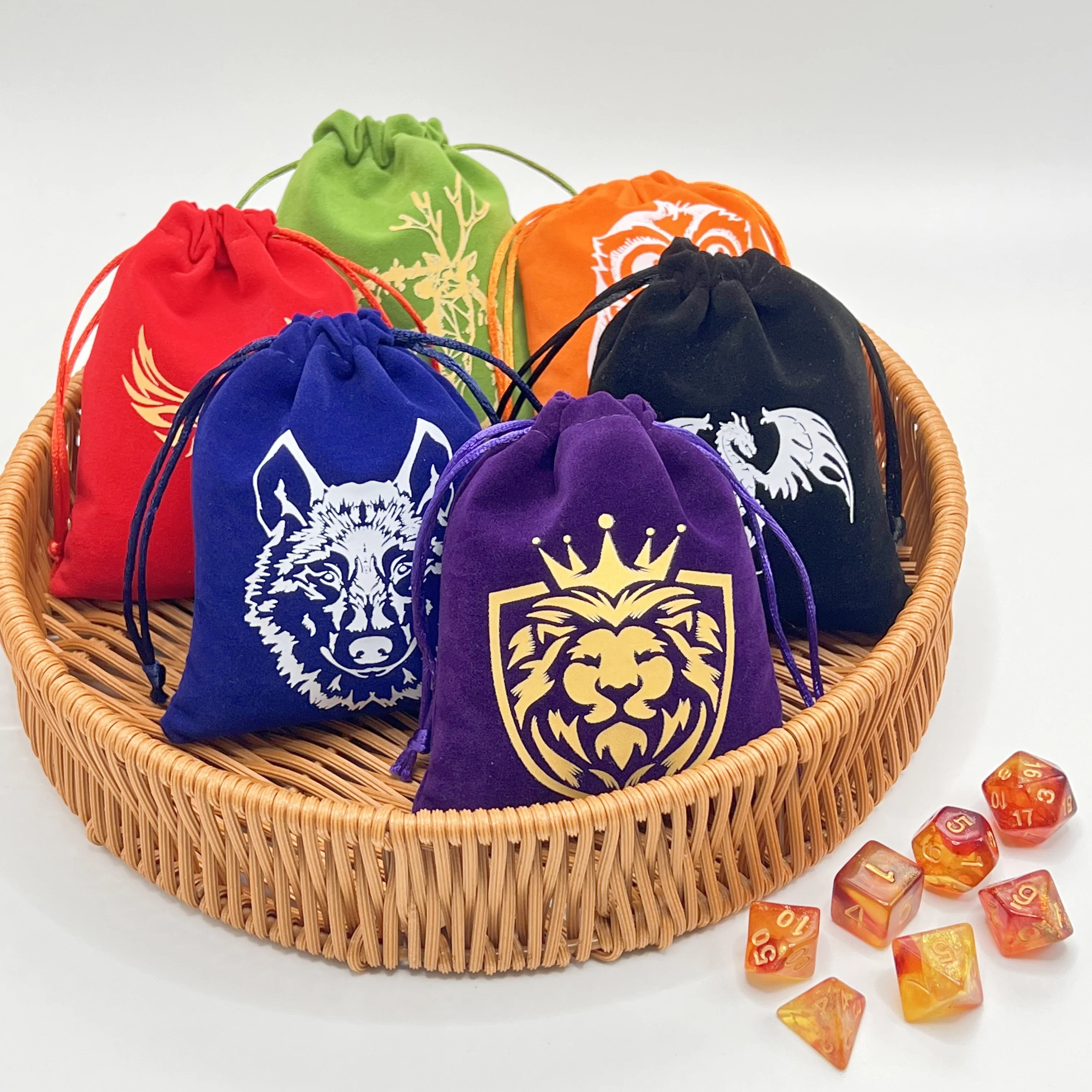 6pcs Dice Bag Dice Holder Role Game High Quality Velvet Drawstring Bag Jewelry Packing For Table Games Entertainment Board Games