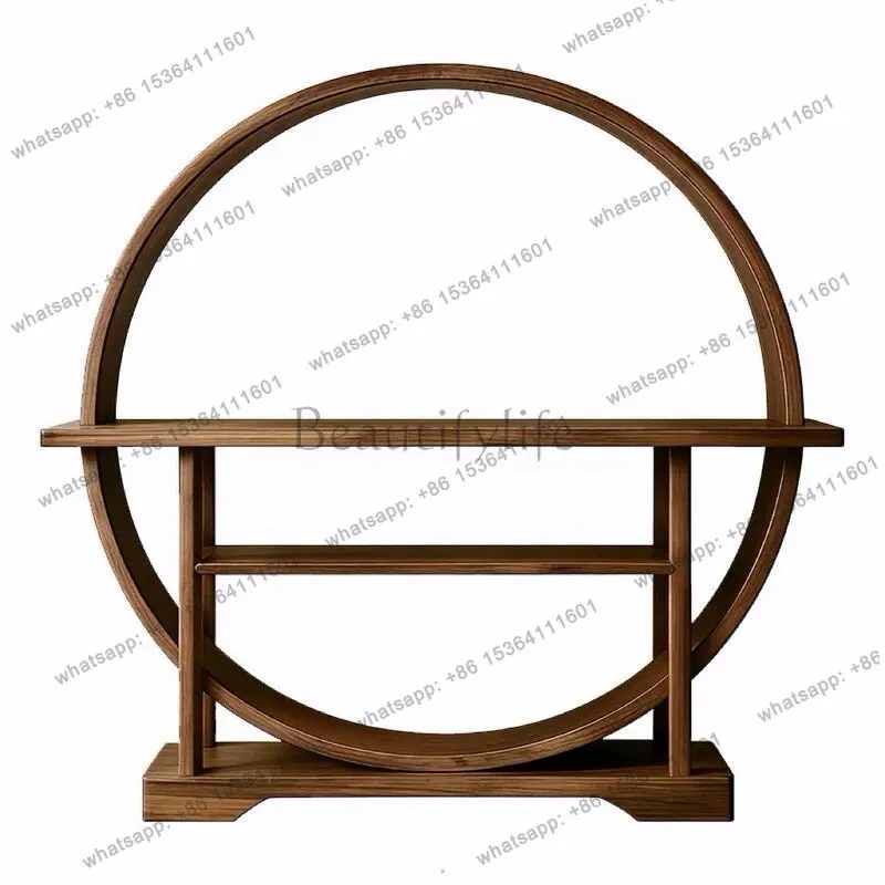 8New Chinese black walnut solid wood Bogu shelf round living room study storage multi-layer storage display shelf