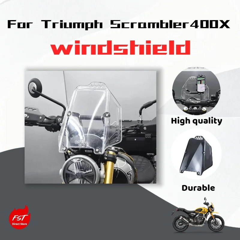 

For Triumph Scrambler 400X, high-definition transparent windshield modification accessories.