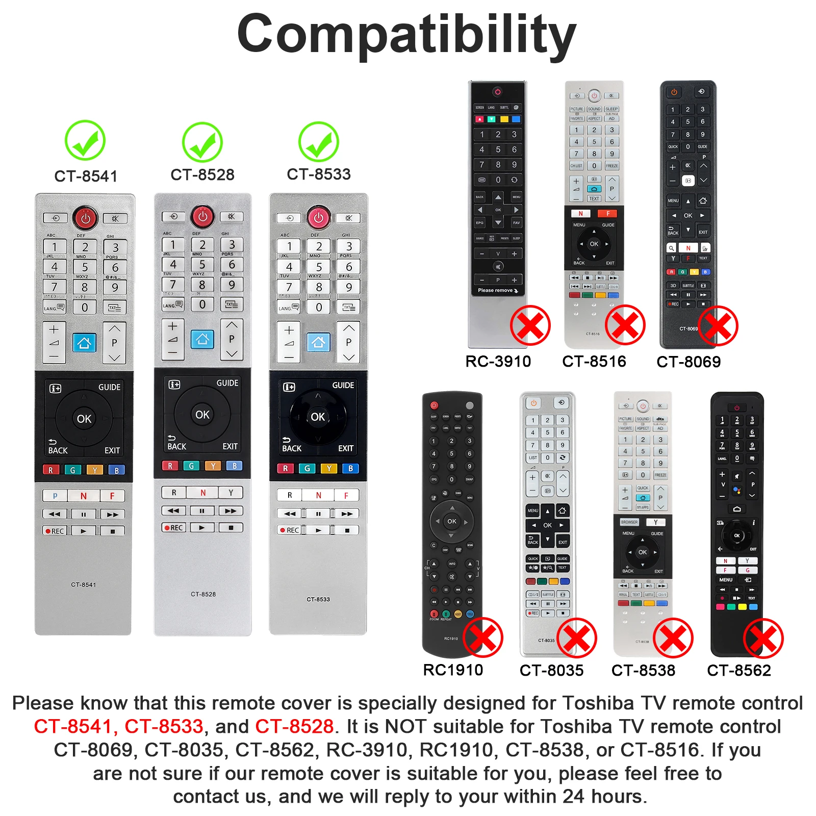 Silikonowe etui pasujące do pilota Toshiba Home Smart TV CT-8541 CT-8533 CT-8528 Osłona ochronna antypoślizgowa — zdjęcie produktu 2