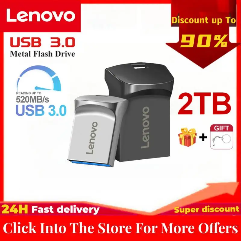 Lenovo-unidad Flash Usb de alta velocidad, Pendrive de 2TB, 1TB, resistente al agua, USB 3,0, para TV/ordenador/artículos de envío gratis