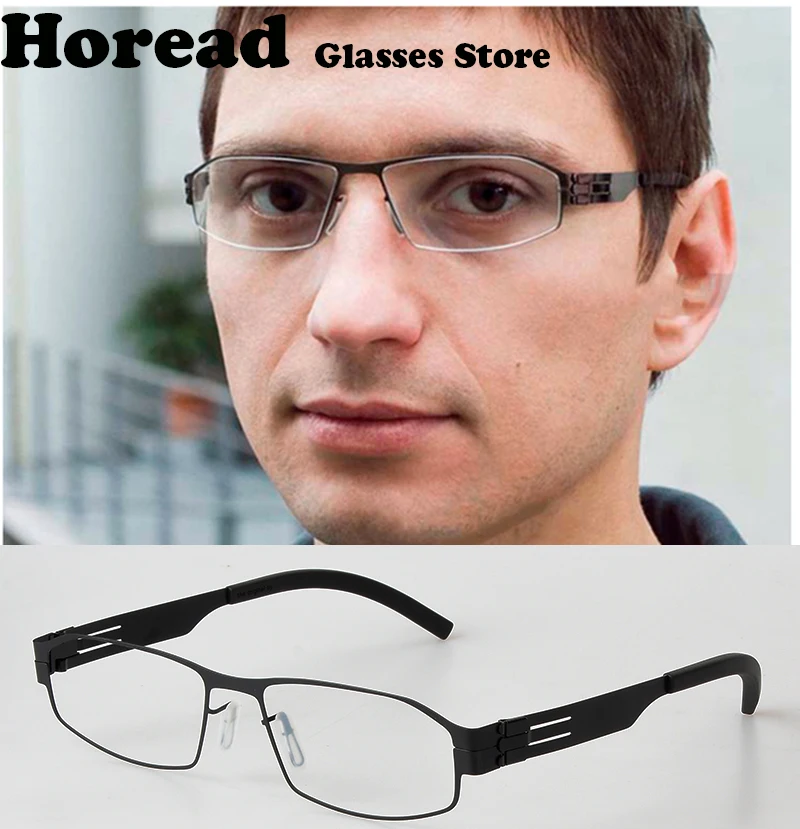 

Germany Men Rectangle Business Glasses Frame Stainless Steel Ultralight Screwless Eyeglasses Fashion Brand Design Eyewear Gafas
