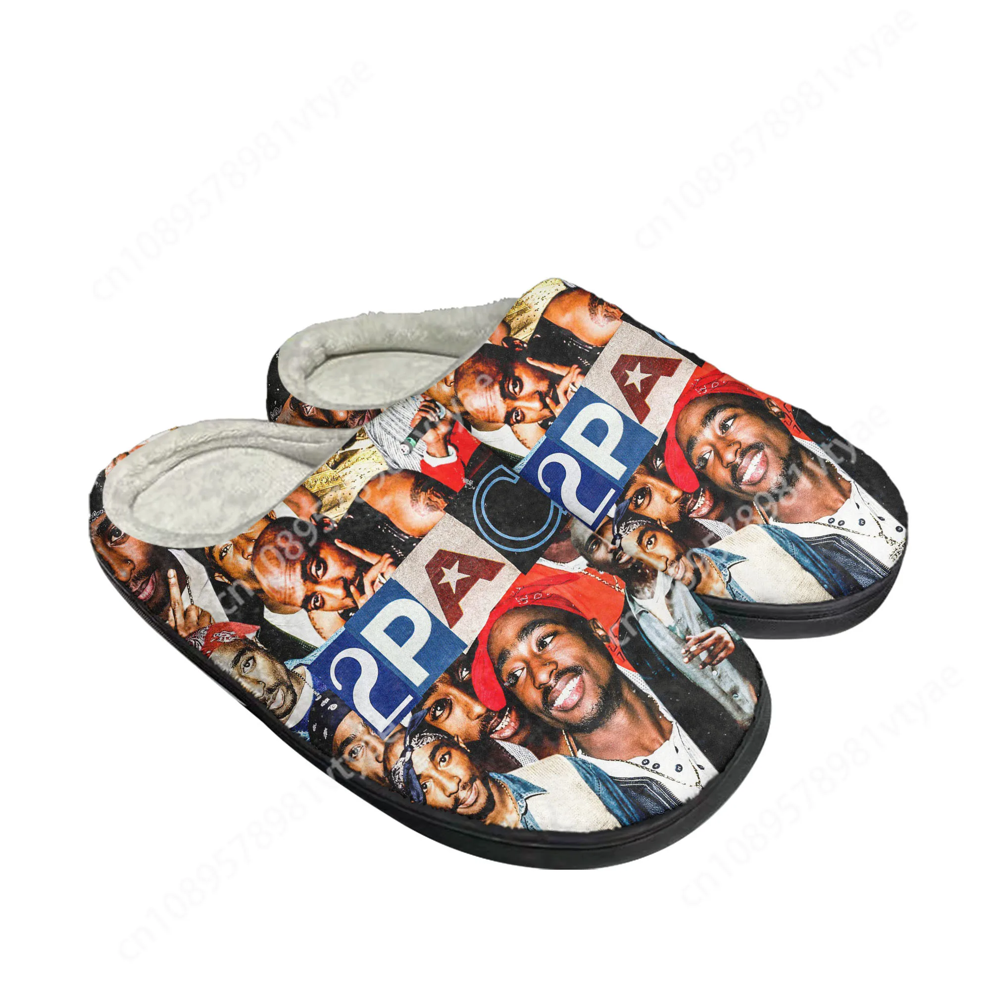 Rap 2Pac Tupac Home Cotton Custom Slippers Mens Women Sandals Plush All Eyez on Me Casual Keep Warm Shoes Couple Thermal Slipper