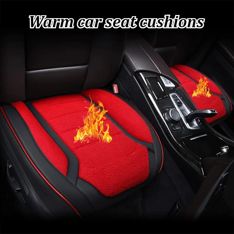 

Luxury PU Leather Plush Car Seat Cushion Thick Warm Soft Comfortable for Driver Winter Use Home Office Car, Winter New Products