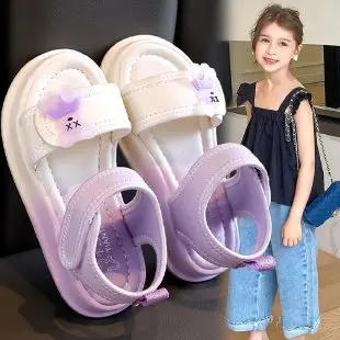 2024 Summer New Girls Fashion Soft Soled Little Princess Student Sports Sandals