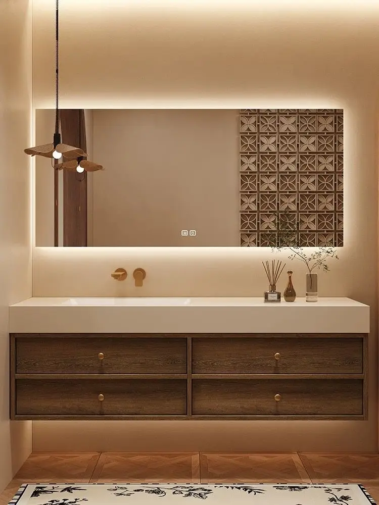 

Средневековый стиль, каменная плита, горячий изгиб, бесшовная керамическая встроенная раковина, шкаф для ванной комнаты, комбинированный унитаз, умывальник