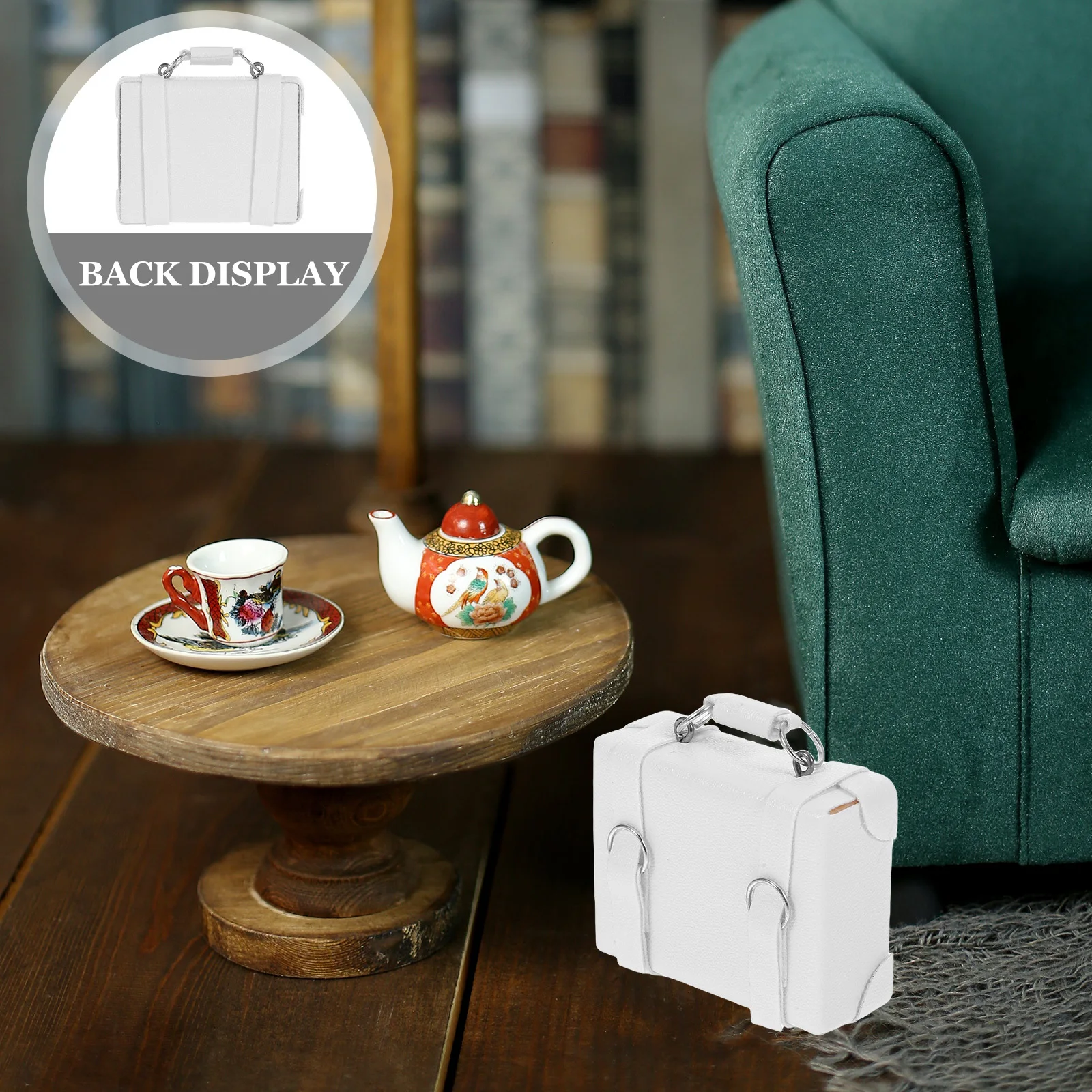 

Miniature Vintage Suitcase Kids Play Case Compact Durable Wood Faux Carrying Mini Suitcase Travel Storage Box