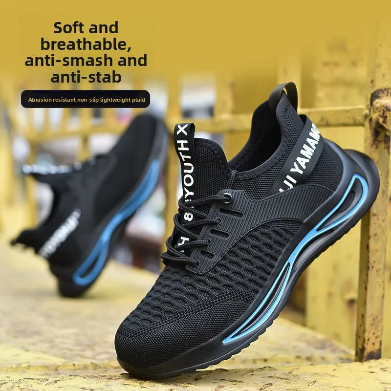 أحذية أمان رجالية معزولة 6kV أحذية رياضية للرجال خفيفة الوزن للتنفس أحذية عمل بمقدمة فولاذية أحذية رياضية مضادة للتحطيم والرائحة