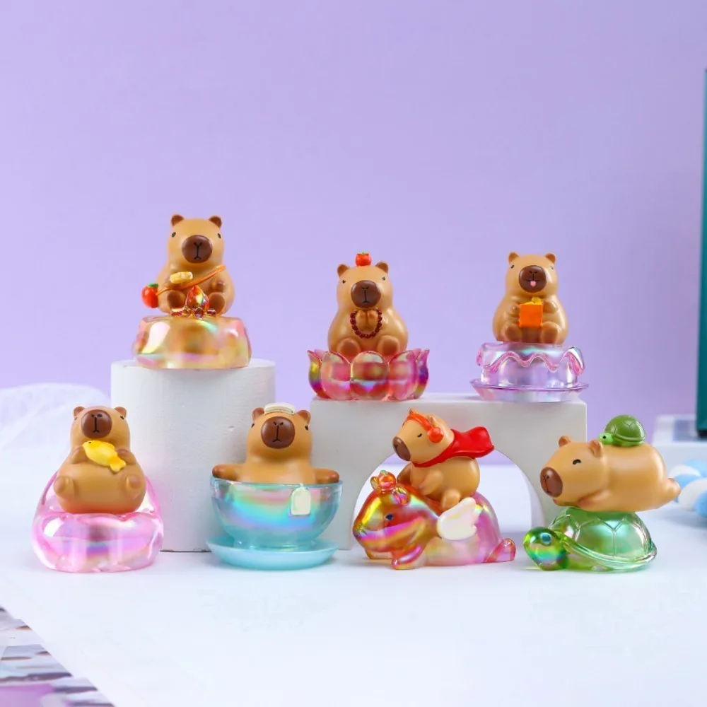 Nieuwe Mini Capibara Capybara Blind Box Actiefiguren Auto Decoratie Capybara Beeldje Diermodel Veelkleurig Bureauornament