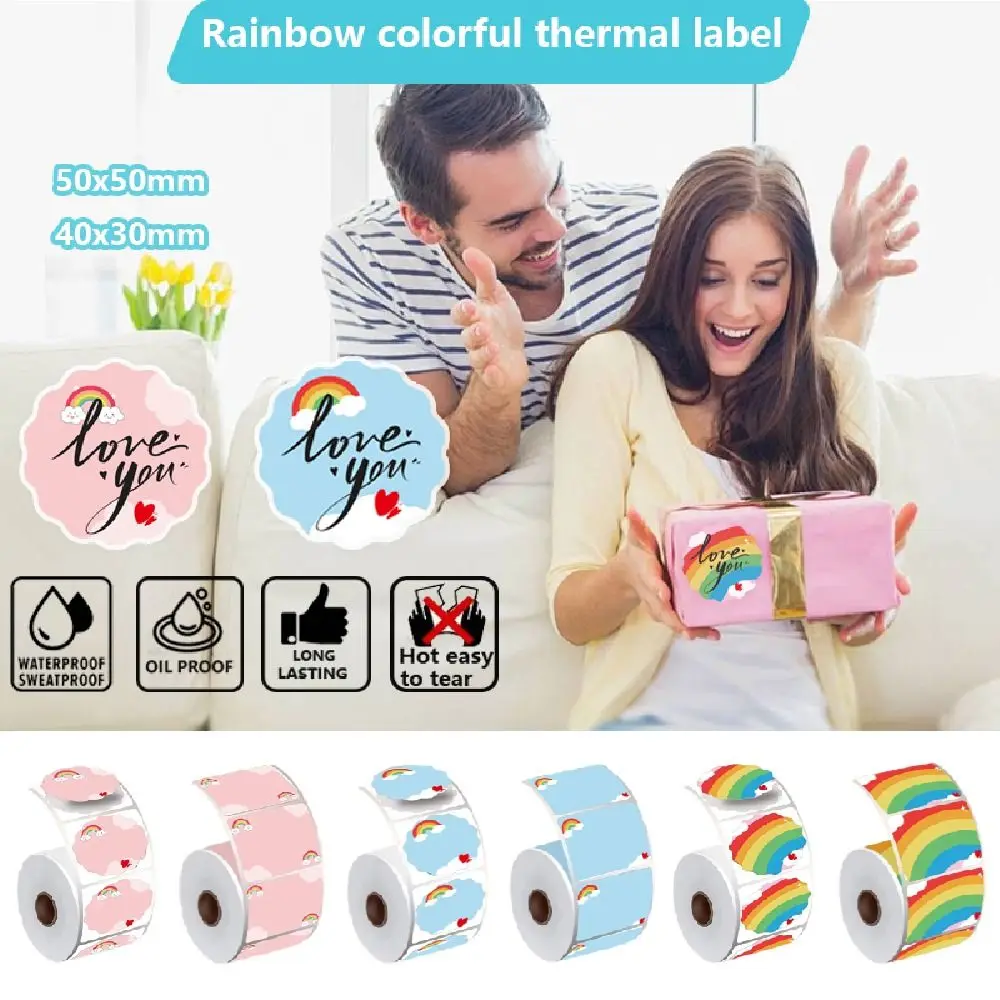 

140/230Pcs Rainbow Thermal Printer Label Waterproof Tear Resistant Blank Label Sticker Anti-Scratch Universal