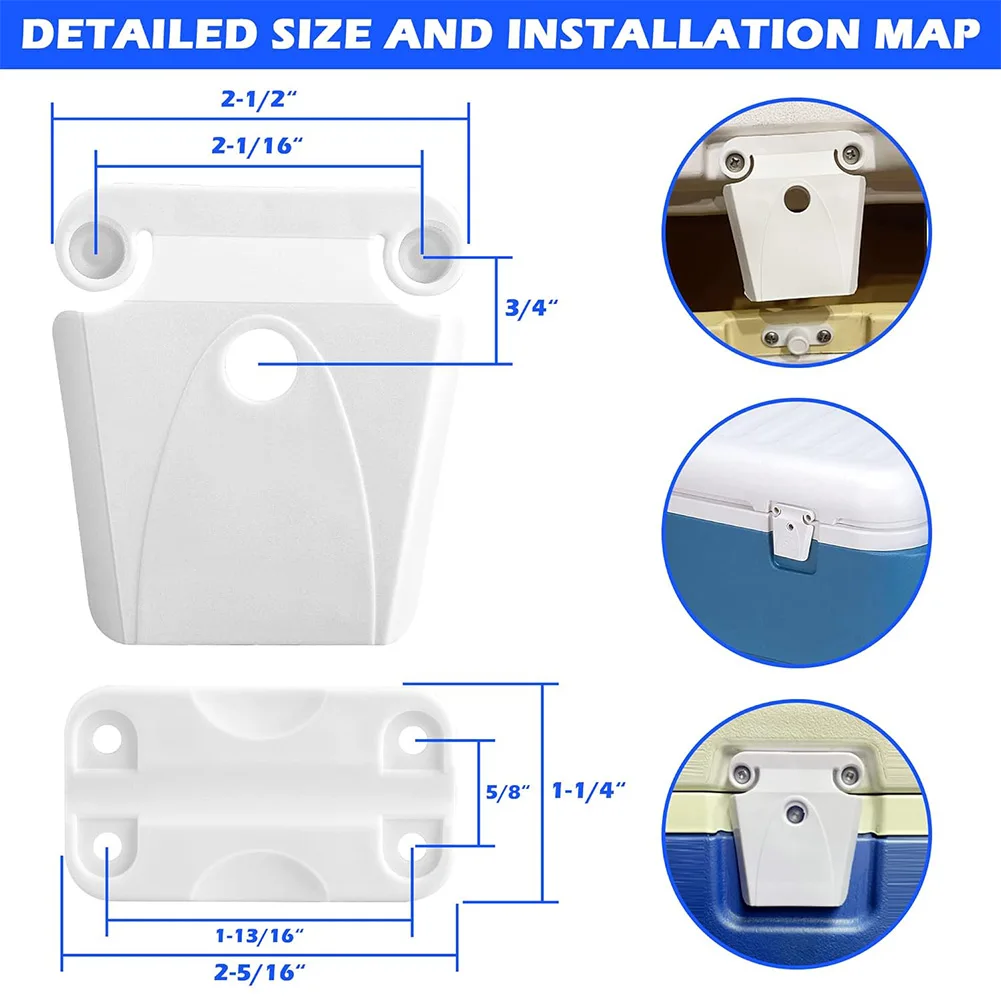 4Pack Hinges And 2 Latches Replacement Set For Igloo 50-165 For Qt Coolers, UV Resistant Plastic Repair Kit With Hardware