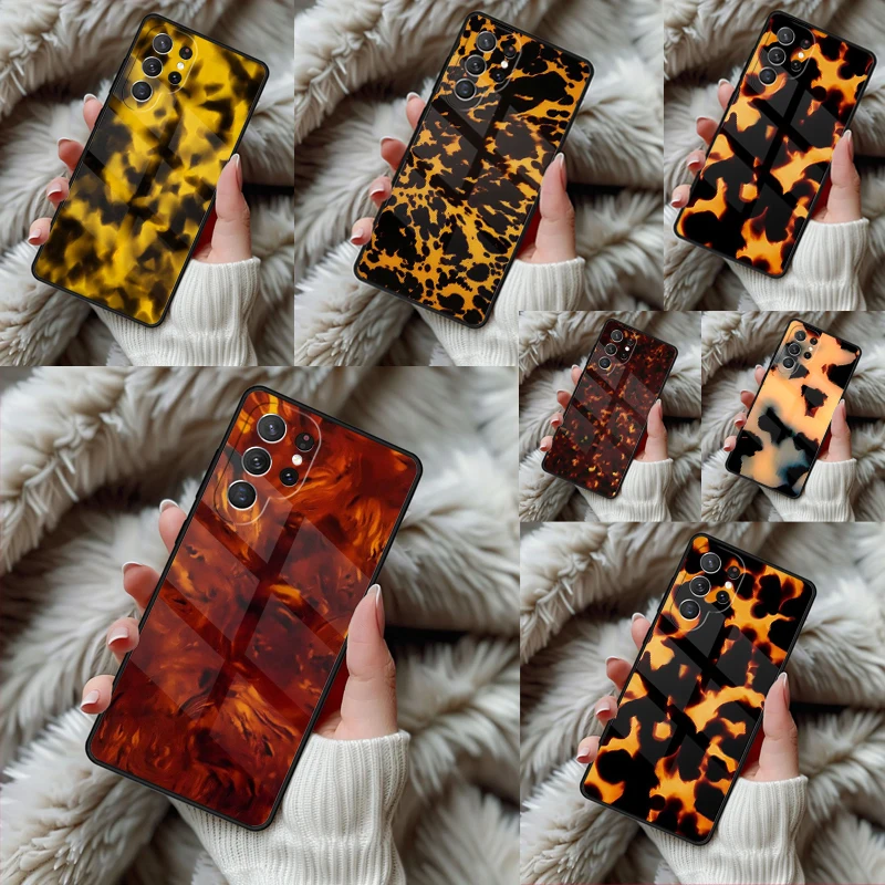 Tortoise Pattern Tortoiseshell Phone Case For Samsung Galaxy S24 S25 S26 Ultra S22 S23 Plus S21 S20 FE Note10 TPU Cover