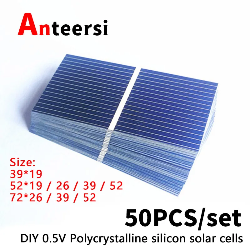 50pcs/set Solar Panel 0.5V 320mA Solar Battery Panels Cell DIY Battery Charge 39*19 52*19/26/39/52 72*26/39/52mm polysilicon