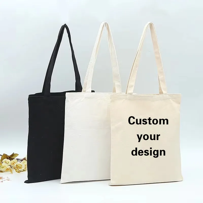 

50pcs Custom Canvas Bags Pack Wholesale Tote Bags Cotton Customized Printing Painting Logo Photo Shoulder Bag Shopping Handbag