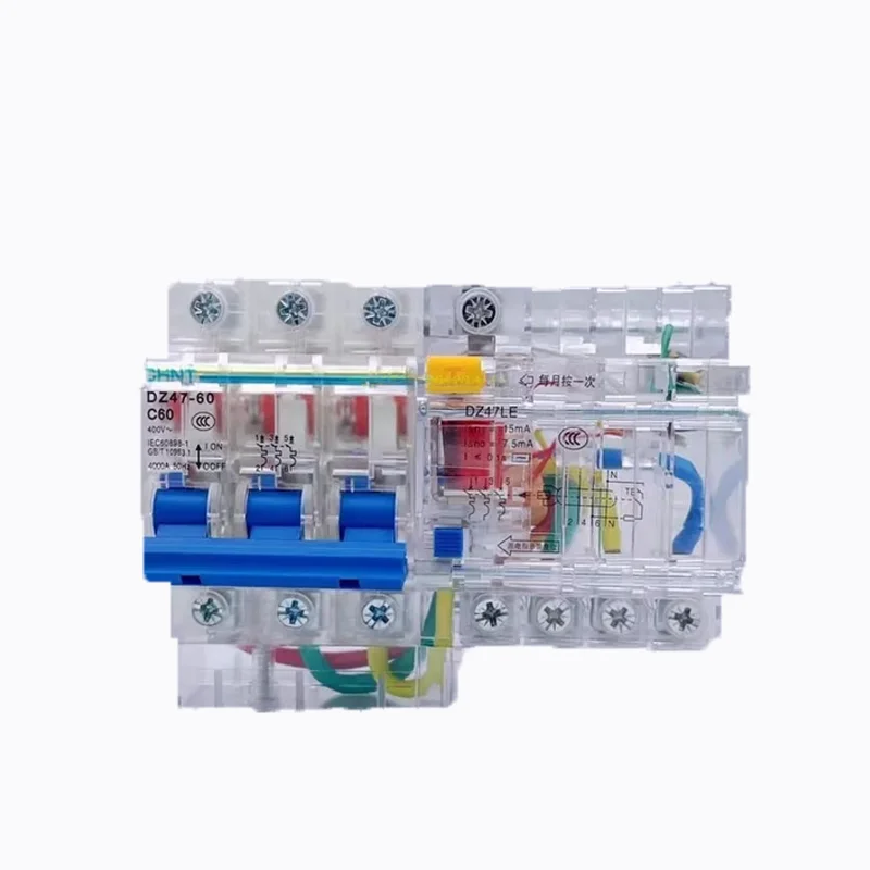 CHINT 15MA Transparent Shell Leakage Protector Circuit Breaker 220V 32A 40A 63A 380V Air Switch 1P 2P 3P 4PRCBO Original Product