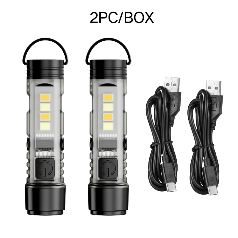 Linterna LED de Alta Potencia para Exteriores, Mini Linterna Portátil de Llavero, Carga USB, Succión Magnética, Súper Brillante, Luz de Emergencia