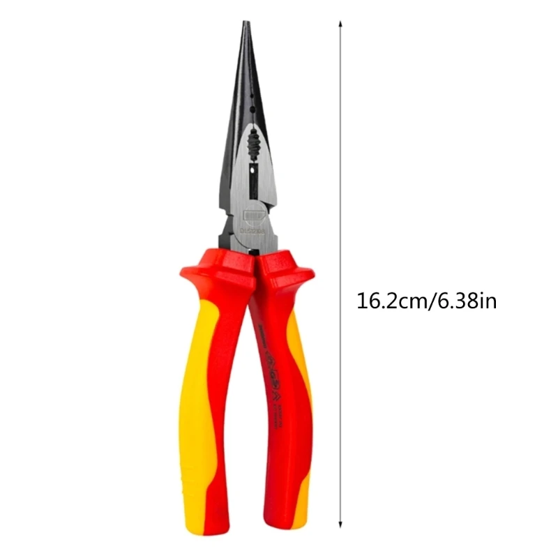 150mm Insulated Long Needle Nose Plier 1000V for Electric Vehicle, Jaw HRC58 to 62, TwoToned AntiSlip Handle