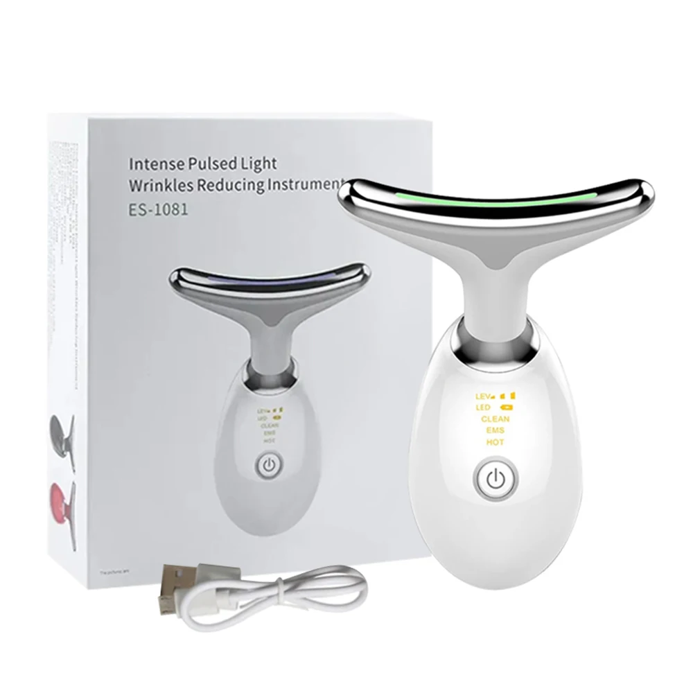 Neck Massager Multi-function to remove neck lines decree lines vibration hot beauty massager EMS electric neck instrument