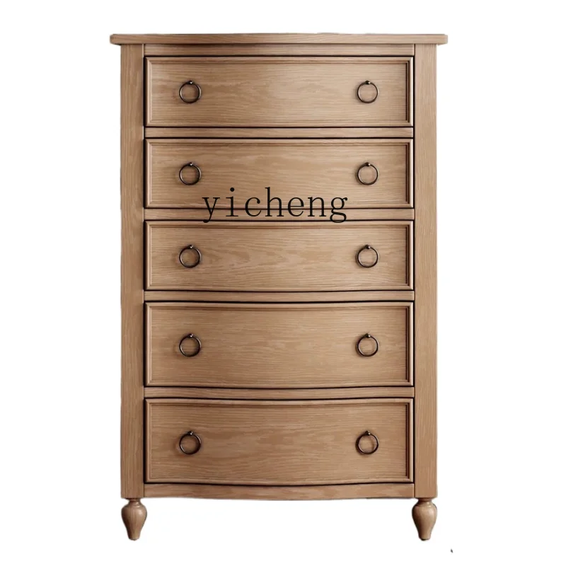 ZK Simple Solid Wood Chest of Drawers Retro Locker Small Apartment Bedroom Storage More than Chest of Drawer