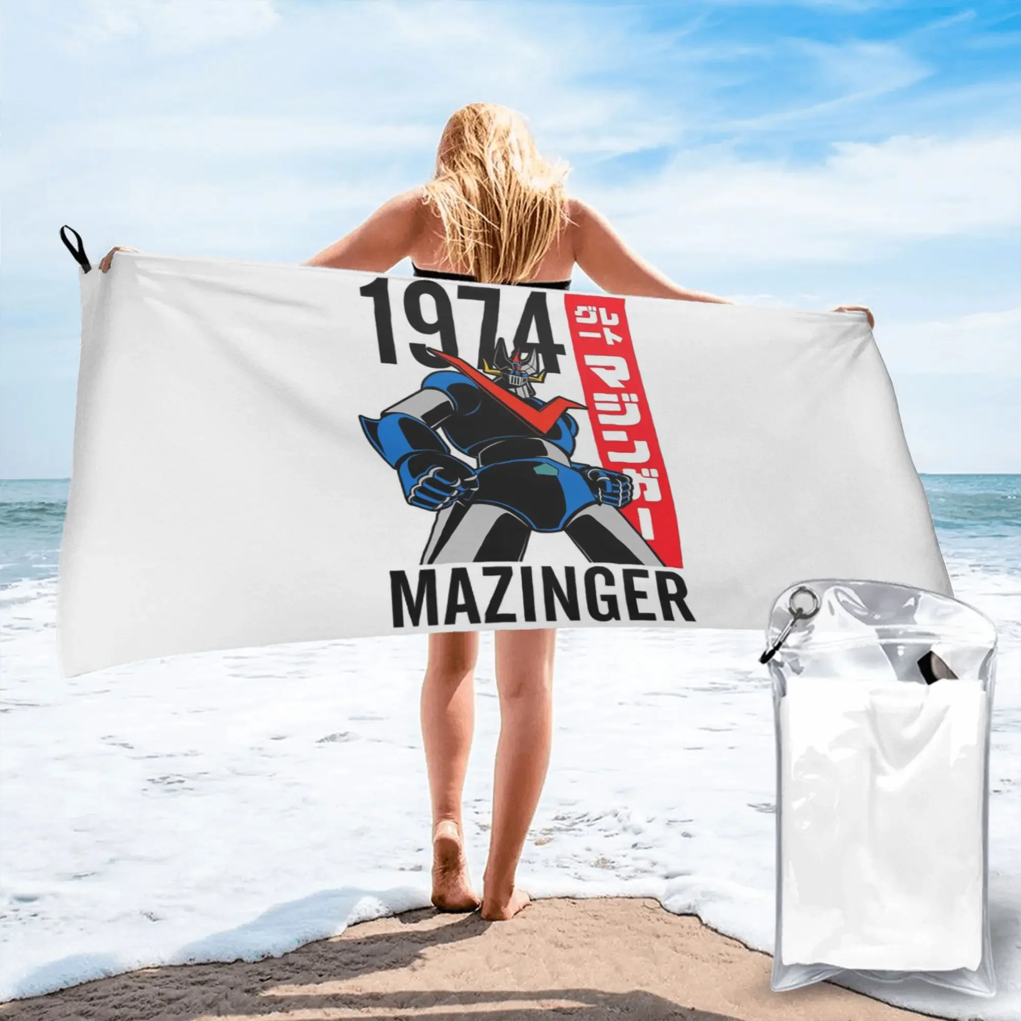 Toalla de playa Mazinger Z Mad Robot Grendizer Anime Manga, toallas suaves de microfibra de secado rápido absorbentes para Yoga
