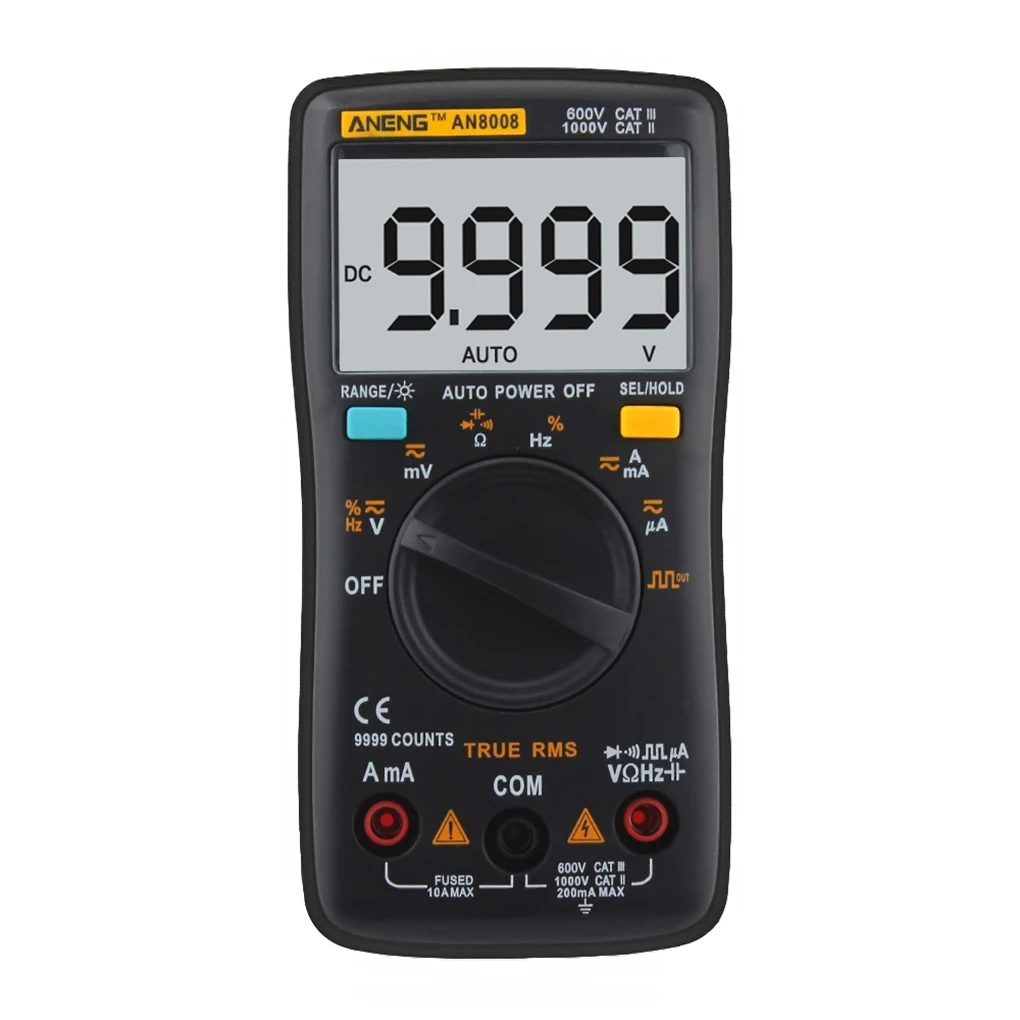 ANENG AN8008 True-RMS Digital Multimeter AC DC Voltage Ammeter Tester MAX Display 9999 Counts