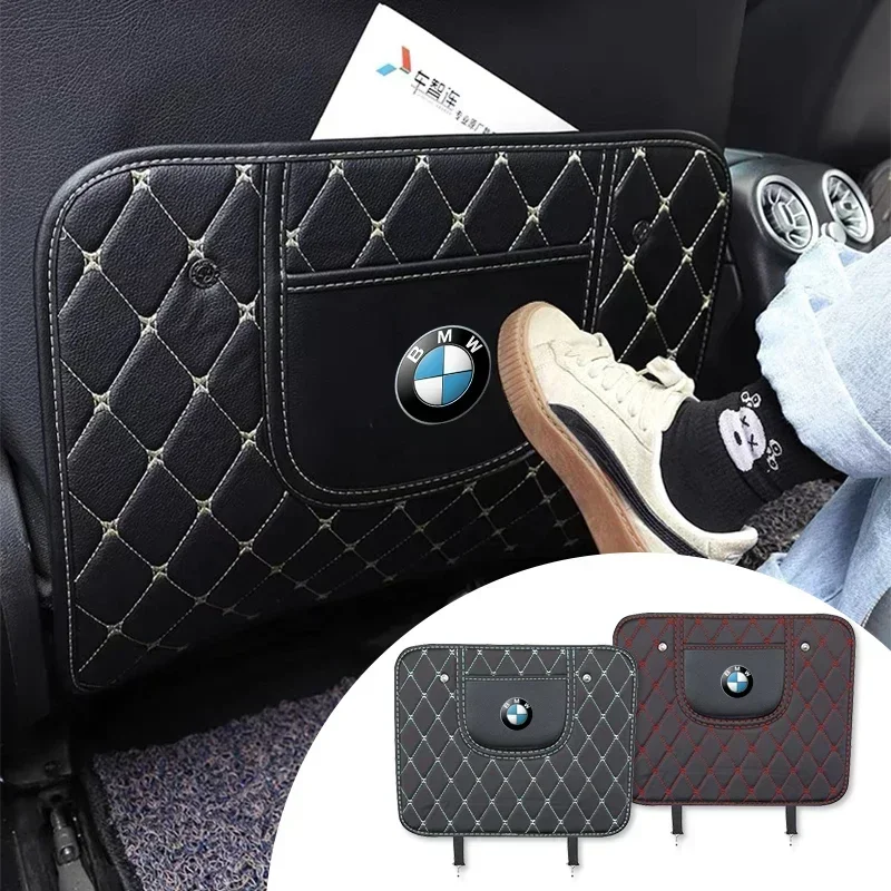 For BMW 1pcs Car Rear Seat Back Anti Kicking Pads For BMW M M3 M5 F10 F30 F20 E28 E30 E34 E36 E39 E46 E91 Performance X1 X2 X5