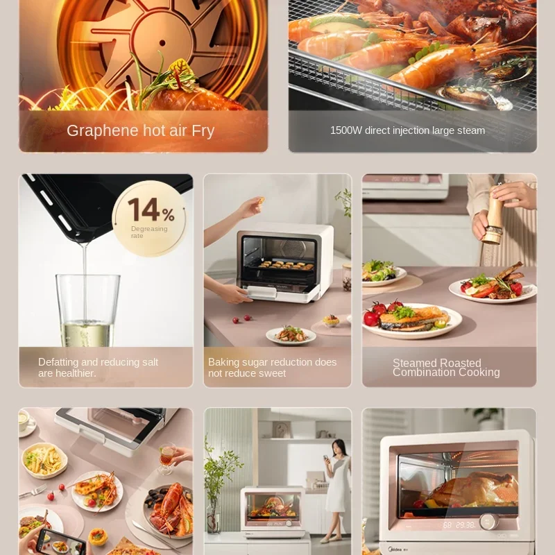 Pizza Oven Steam Baking Oven All-in-One Machine Home Electric Oven Desktop Electric Steam Box Graphene Air Fryer New