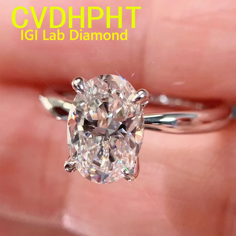 

IGI Lab Растущее кольцо с бриллиантом Овальный цвет D 1, 2, 3, 4 карата, твердое кольцо из белого золота 14 карат, обручальное и обручальное кольцо с бриллиантом ﻿