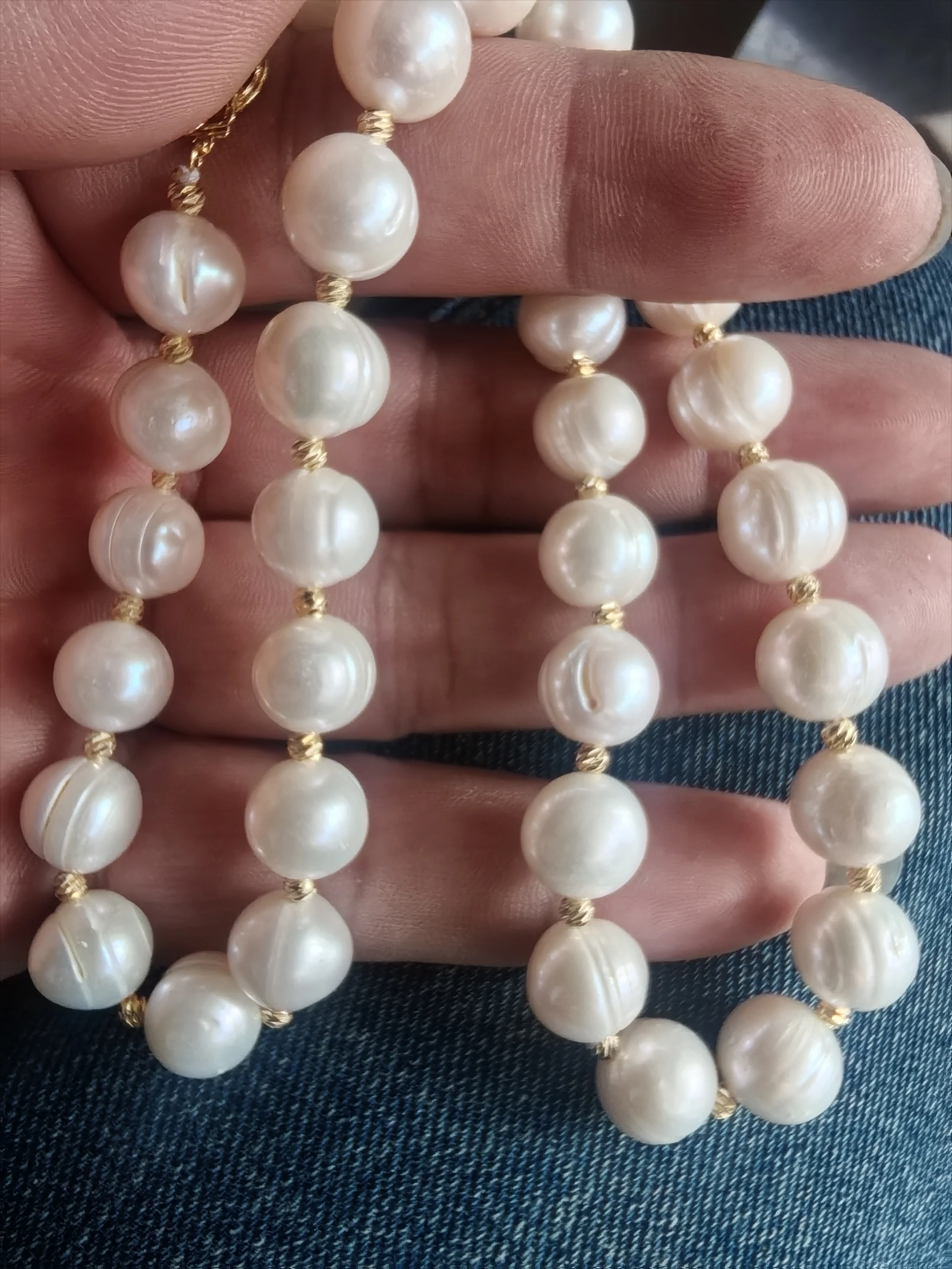 Bestselling Pearl AAA 11-12mm Natural White Baroque Pearl Necklace 16-36 inches 14k Gold Physical Photo