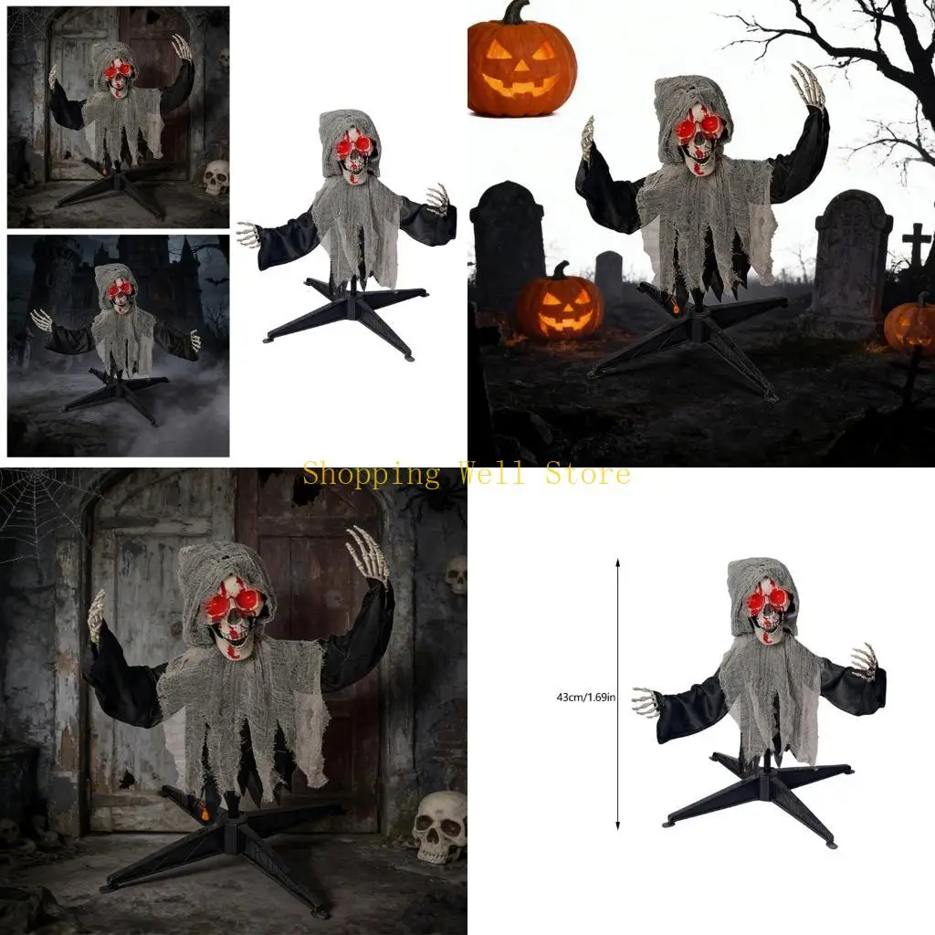 KX4B Interactive Scary Skeletons Lawn Ornament That Dances And Make Scary Noises
