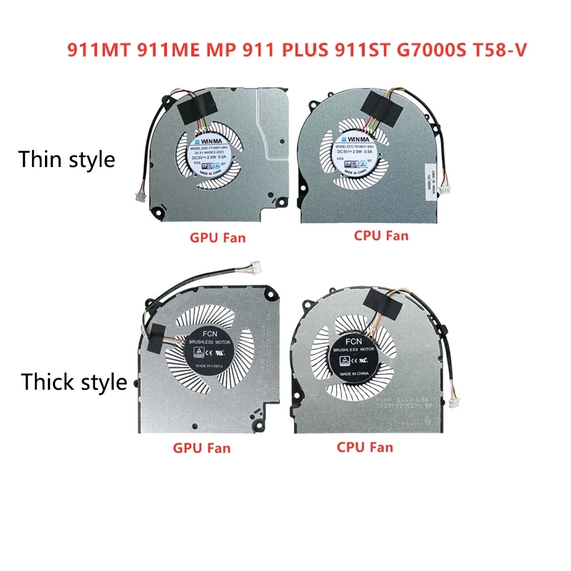 Новый оригинальный охлаждающий вентилятор для ЦП и ГП ноутбука THUNDEROBOT 911MT 911ME MP 911 PLUS 911ST G7000S