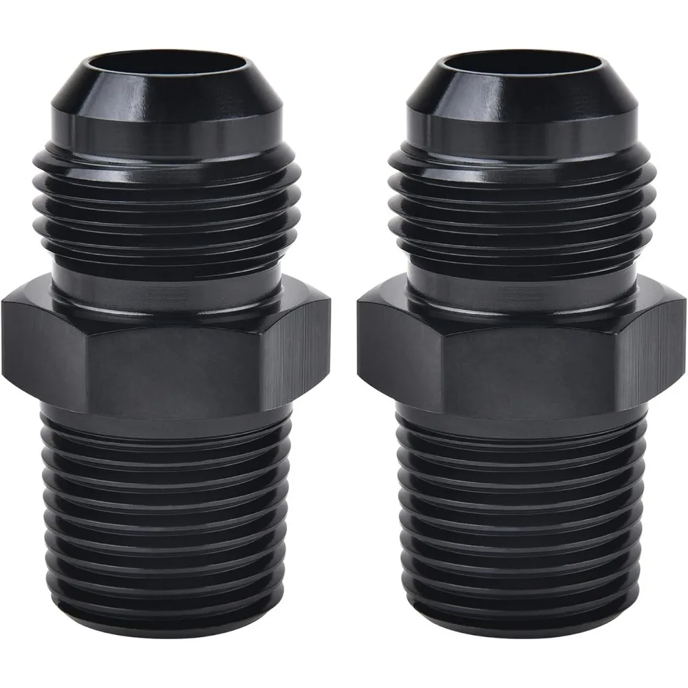 

8AN Male to 3/ 8" NPT Fitting Straight Aluminum Black 2PCS, Car Accessories