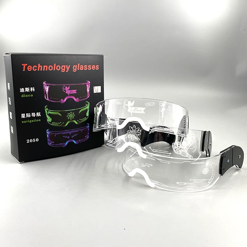 موضة ملونة مضيئة النيون LED تضيء نظارات مستقبلية وامض الإلكترونية قناع نظارات لملهى ليلي DJ ديكور الحفلات