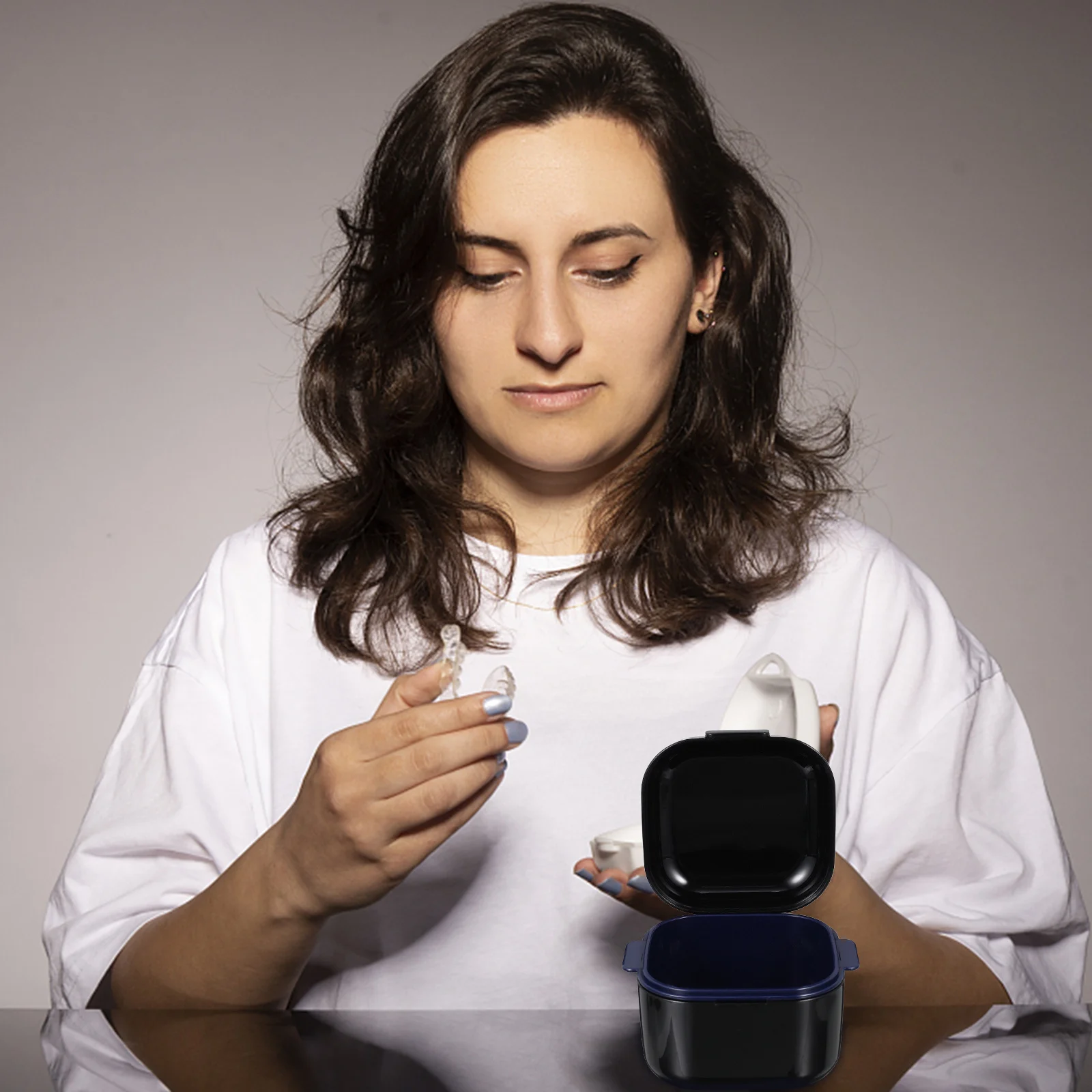 교정기 케이스 치과 용품 틀니 보관함 마우스 가드 홀더 여행용 컵 교정기 보관용 주얼리 가벼운 부드러운