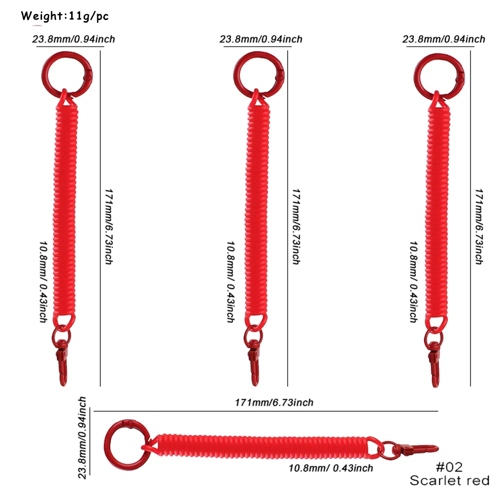 4pcs Colorful Spiral Elastic Spring Rope Keychain Key Metal Carabiner For Anti-lost Phone Spring Key Cord Clasp ID Card Hook