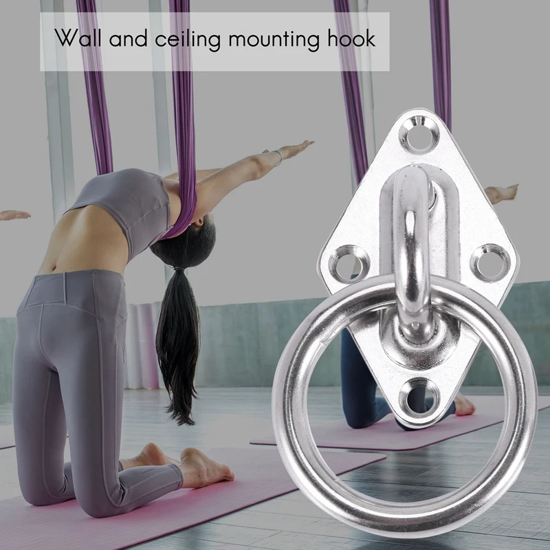 80Mmx50mm Mounting Hook For Wall Or Ceiling With Round Ring Stainless Steel - Bracket / Attachment For Sling Trainer, Hammock, A