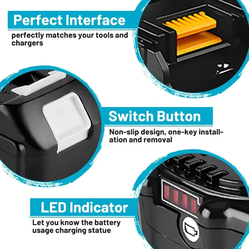 100% Original 18V Battery 6.0/8.0/12.0Ah Replacement for Makita 18V DDF487 DGA404 DTW700 DTD173 DHP487 Power tools battery