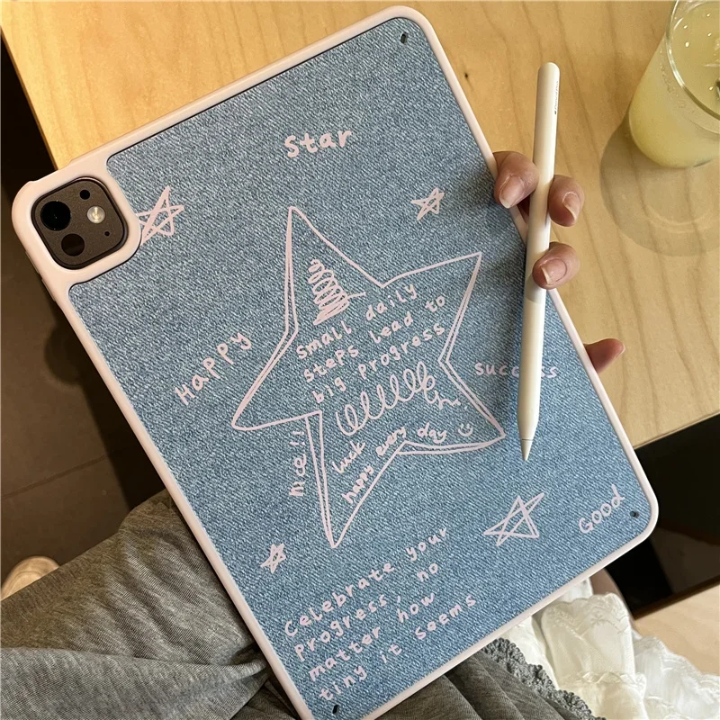 

Джинсовый чехол Korean Graffiti Star для Apple iPad 11 2025 Air 5/4 10 10,9 дюймов Pro 13 дюймов 10,5 10,2 9,7 Mini 7/6 Чехлы с задней крышкой