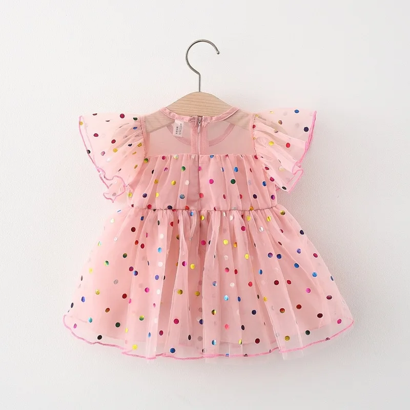 Summer Newborn Girl Baby\'s Clothes Colored Dots Dress Costume for Infant Girl Clothing 0-3 Year Baby\'s Birthday Dresses Dress