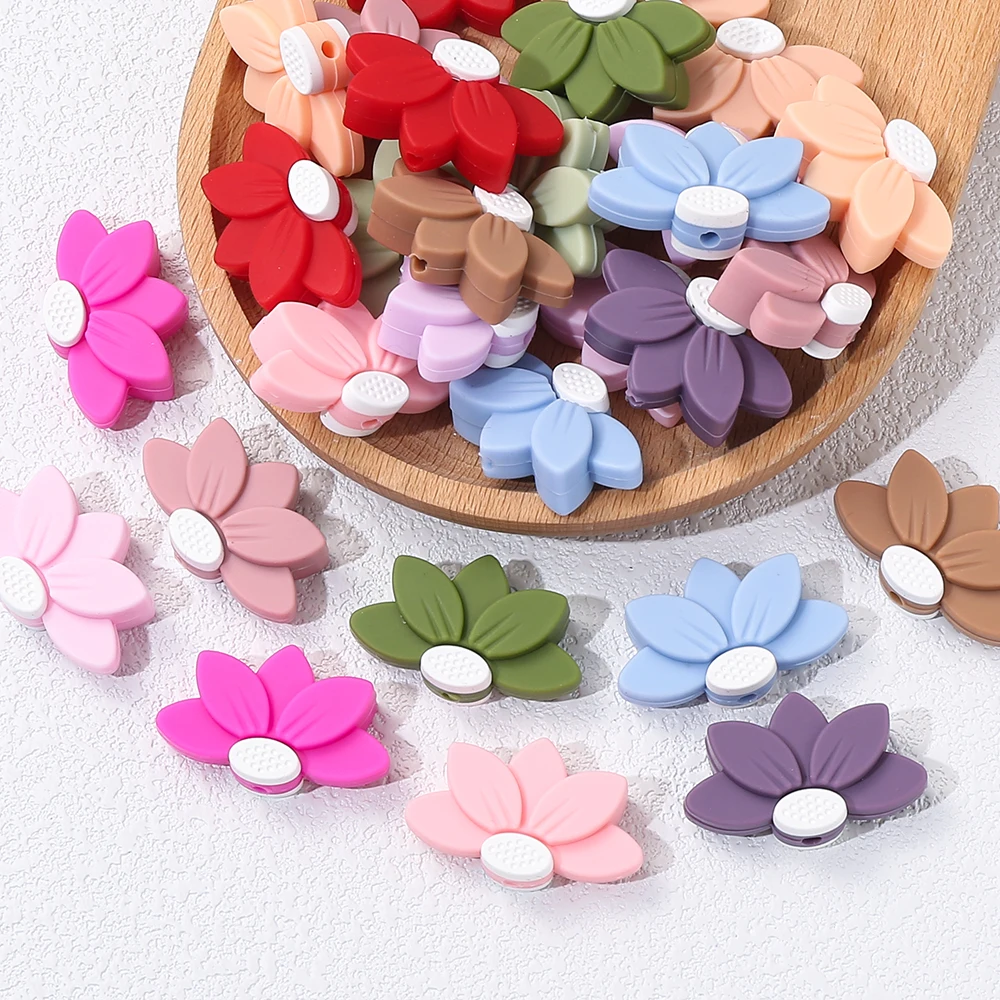 10Pcs New Silicone Beads Colored Petal Style Spacer Beads For Jewelry Making Diy Handmade Pen Teether Toy Bracelet Accessories