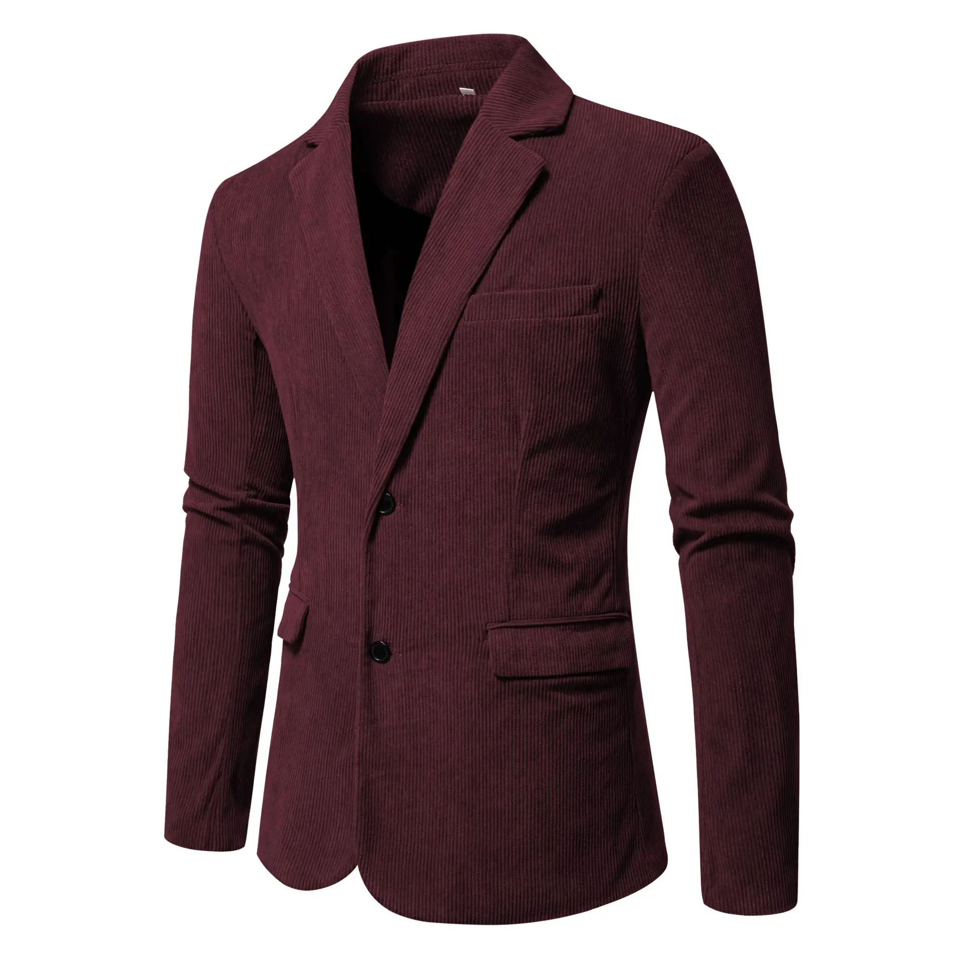 

American European New Fashion Spring Men's Solid Color Casual Trendy Business Long Sleeve Single-breasted Cordoroy Blazers Male