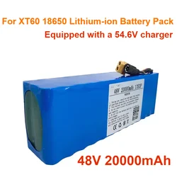 For XT60 18650 Lithium-ion Battery Pack 20Ah Suitable for 54.6V Charger with BMS New 48V 20000mAh 500W 13S3P