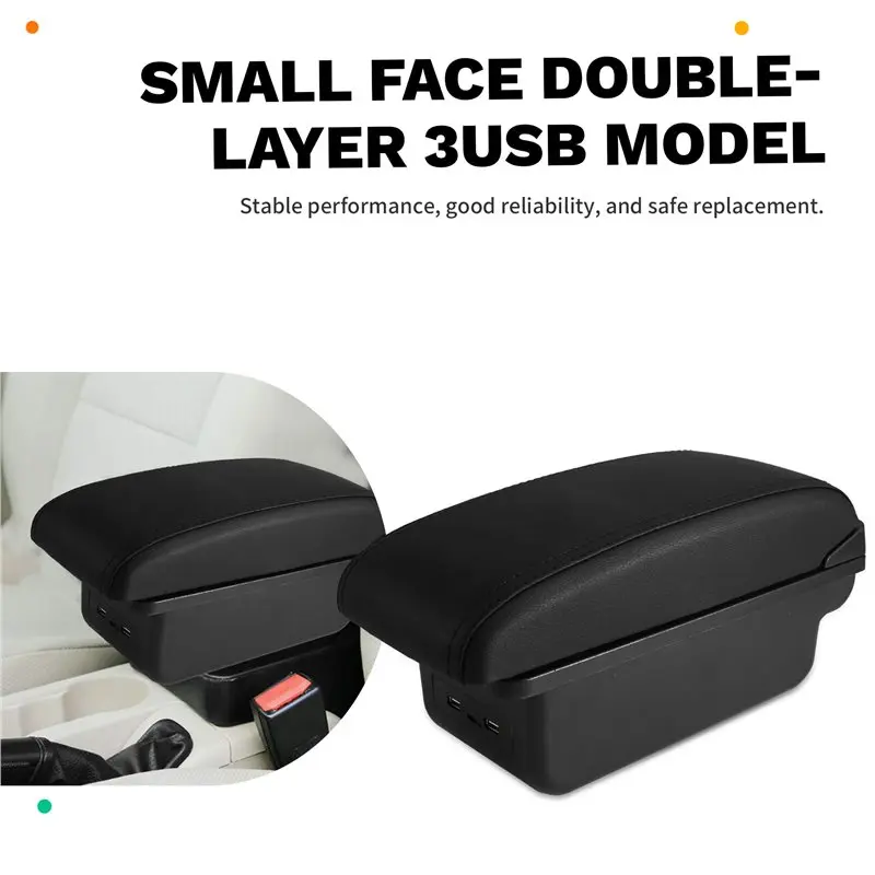NEW HOT In Stock-Double Layer 3 USB Center Console Armrest Box For Opel Corsa D Car Interior Accessories Central Storage Box