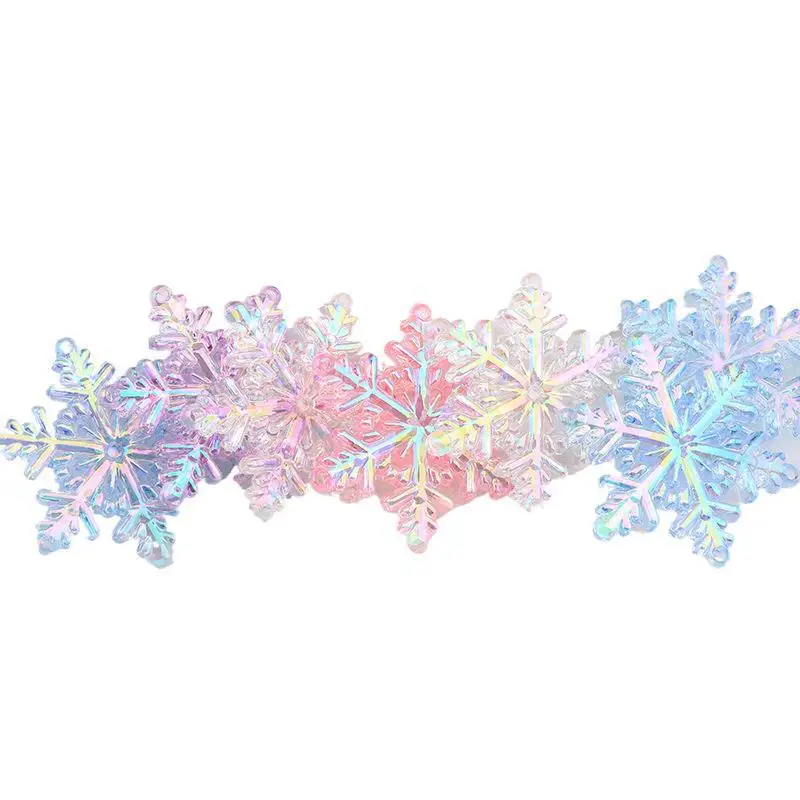 46MM 40PCS Sparkling Snowflake Hole Pendant Handcrafted DIY Car Hanging Beads Scattered Beads Decoration for Christmas
