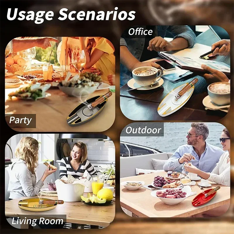 منفضة سجائر السيجار على شكل قارب الموسمية خفيفة الوزن ومحمولة منفضة سجائر فاخرة وجوية مزدوجة للمنزل والمكتب في الهواء الطلق #6